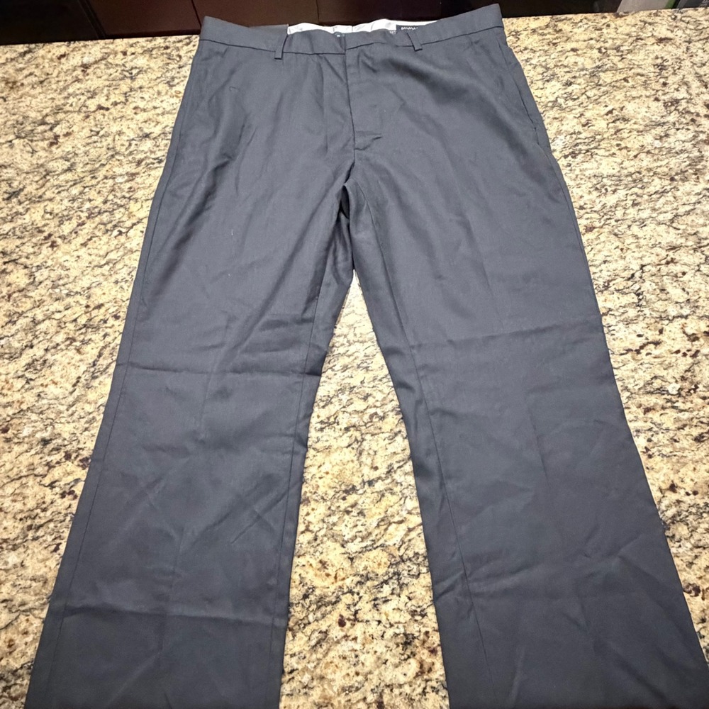 NEW Banana Republic Mens Dress Pants 38x30 Charcoal Gray Flat Front Trousers ws